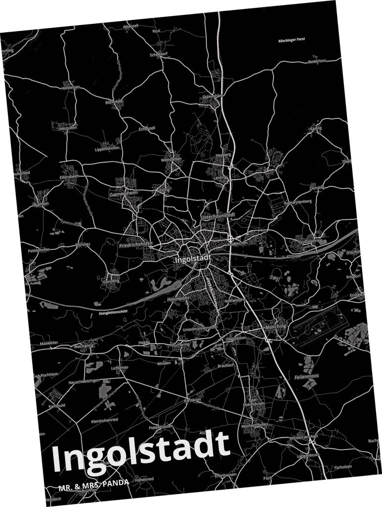 Mr. & Mrs. Panda Postkarte Ingolstadt - Geschenk, Stadt, Dorf Karte Landkarte Map Stadtplan, einzelkarte, Ansichtskarte, Postkarten, Grußkarte, ku...
