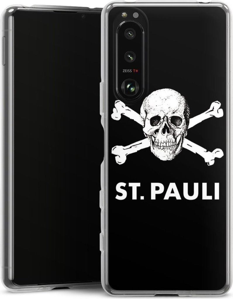 DeinDesign Handyhülle für Sony Xperia 5 III Silikon Hülle Case Smartphone Schutzhülle FC St. Pauli Offizielles Lizenzprodukt Totenkopf