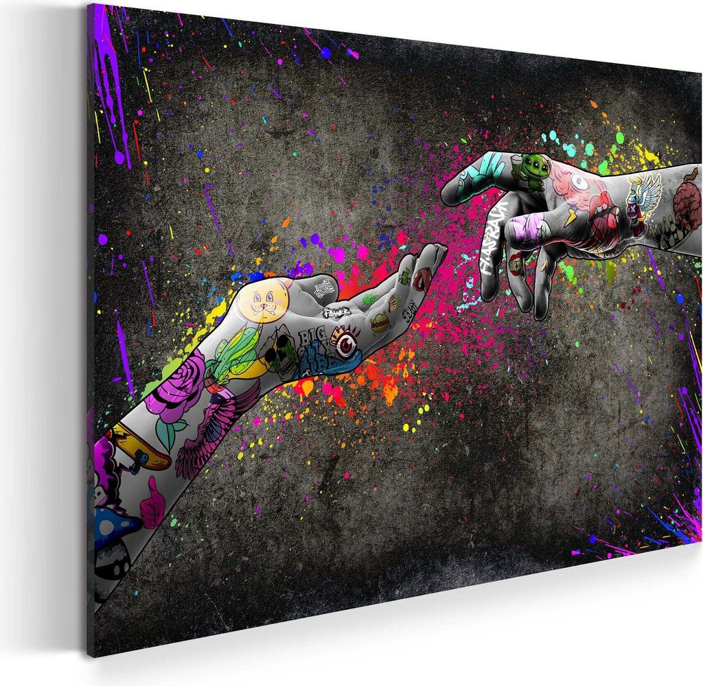 Touch Graffiti Hände Pop Art Wandbild Leinwandbild T Kunstdruck XL Wanddeko: 90x60x2cm