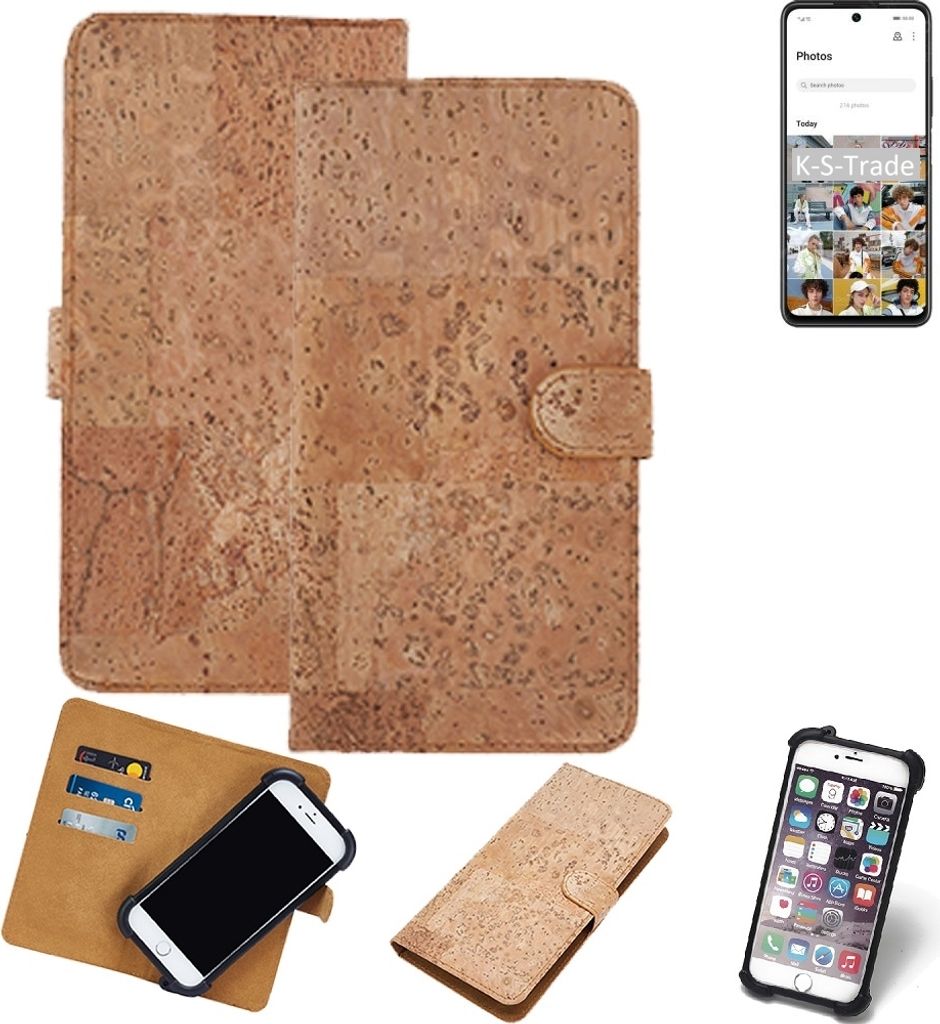 K-S-Trade Hülle kompatibel mit Huawei P Smart 2021 Kork Handyhülle Cover Schutzhülle TPU Case Bumper in Hellbraun, (1x)