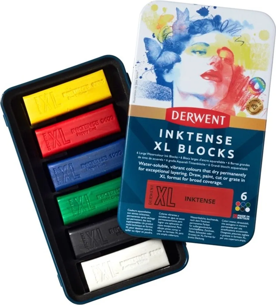 Derwent Inktense XL Blocks 6 blocs pour une couleur permanente et vive