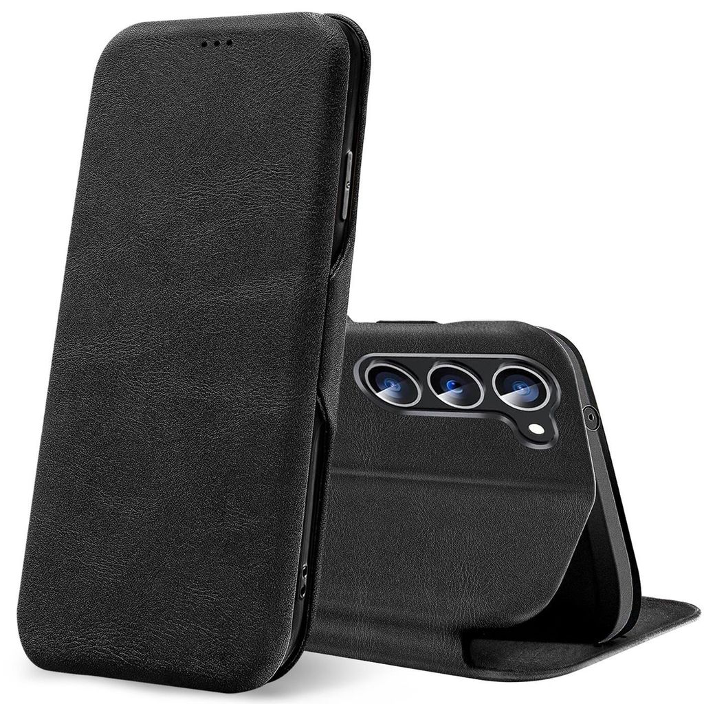 Conie Retro Klapp Tasche für Samsung Galaxy S25 Plus Kartenfach Hülle Rundumschutz in Schwarz