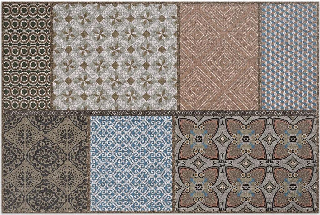 Mustermix aus Stoffimitat – Vinylteppich – 120x180 cm – Outdoor Teppich – Terrasse – Wetterfest – Modern