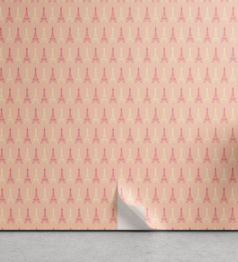 ABAKUHAUS Paris abziehbare & klebbare Tapete für Zuhause, Eiffelturm-Muster, selbstklebendes Wohnzimmer Küchenakzent, 33 cm x 250 cm, Hellgelb Du...