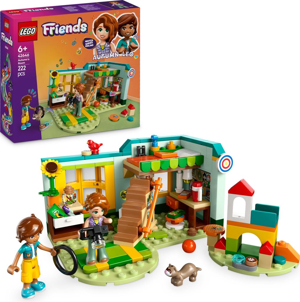 LEGO Friends Autumns Zimmer, Bau- und Spielset für kreative Rollenspiele, Set für Mädchen ab 6 Jahren mit 2 Minifiguren und einer Frettchen Tier...