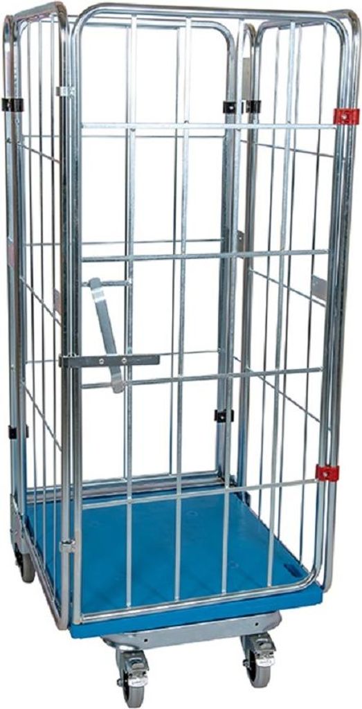 Nestbarer Rollbehälter Medium, 725 x 820 x 1.660 mm, 4-seitig, Nutzhöhe 1.410 mm, Rollplatte aus Kunststoff, 500 kg