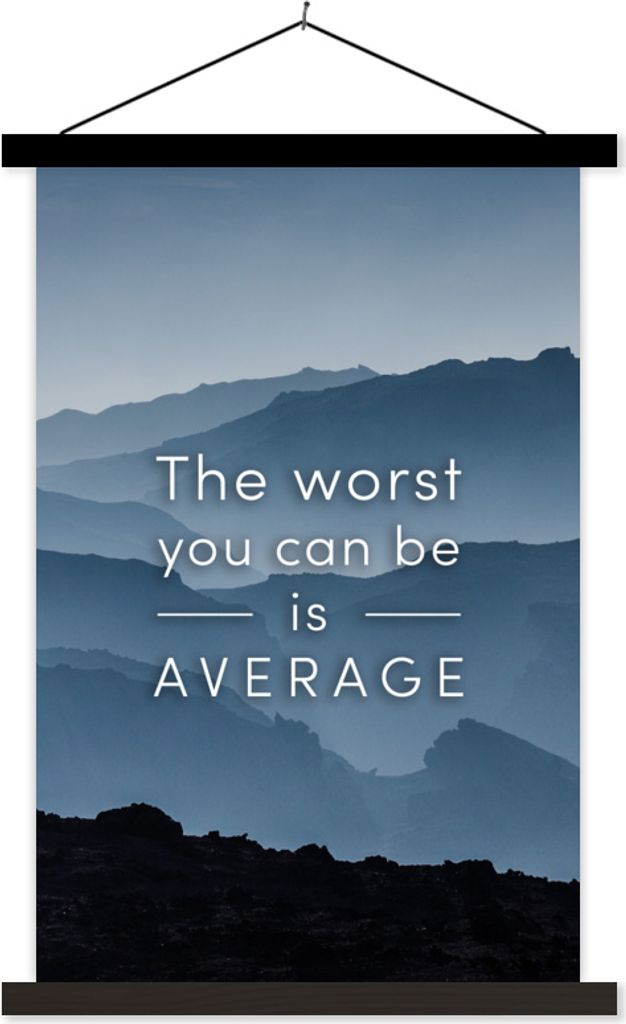 MuchoWow Textilposter Das Schlimmste, was du sein kannst, ist Durchschnitt" - Sport - Zitate - Sprichwörter 60x90 cm mit schwarzem Rahmen - Post...
