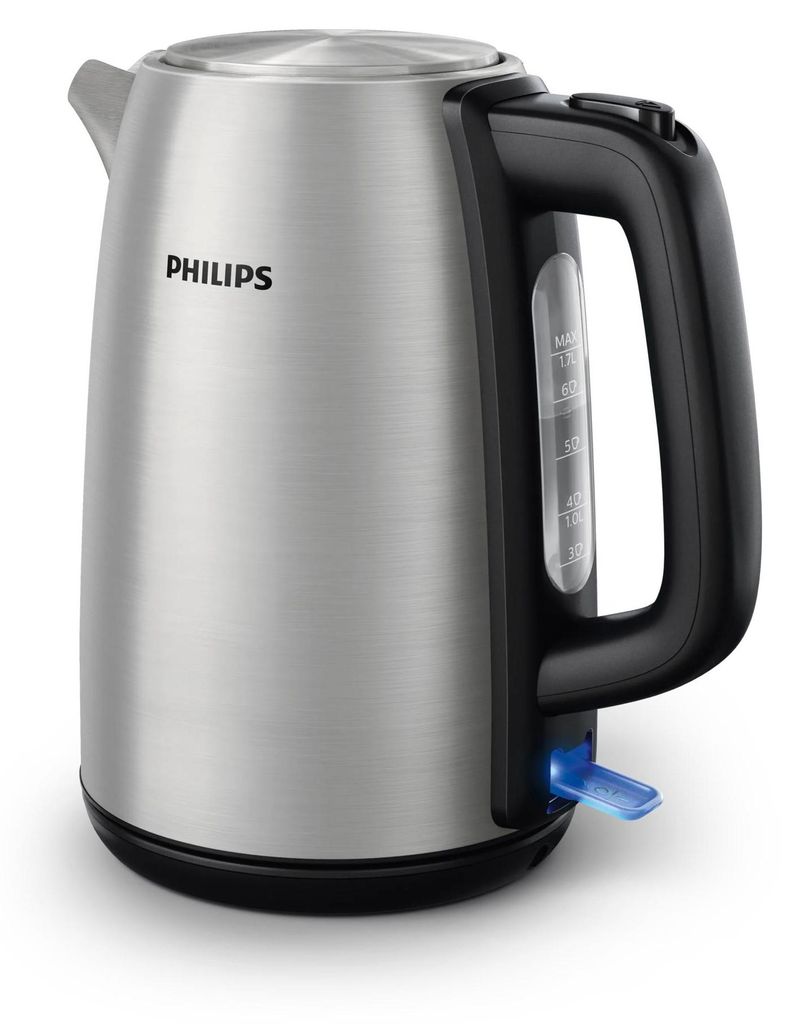 Philips Wasserkocher Viva Collection, 1.7 L, Leuchtanzeige, Klappdeckel + Kontrollanzeige, Metall (HD9351/90)