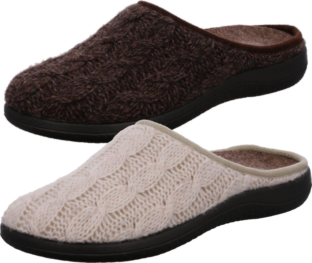 Rohde Damen Hausschuhe Pantoffeln Softfilz Bari 4834, Größe:41 EU, Farbe:Beige