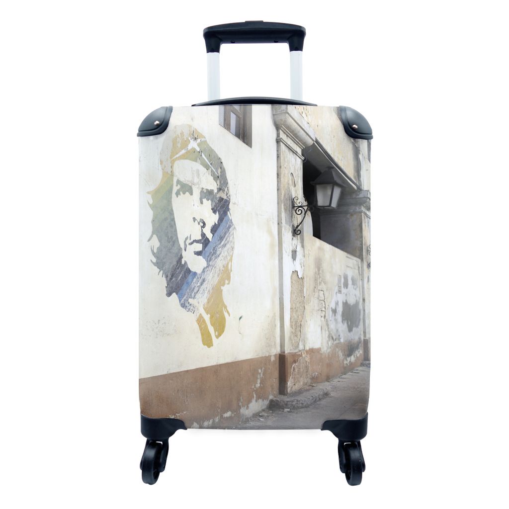 MuchoWow Koffer Handgepäck Trolley Rollkoffer Kleine Reisekoffer mit 4 Rollen - Wandgemälde Che Guevara - Cabin Size < 55x40x23 cm & 55x40x20 c...