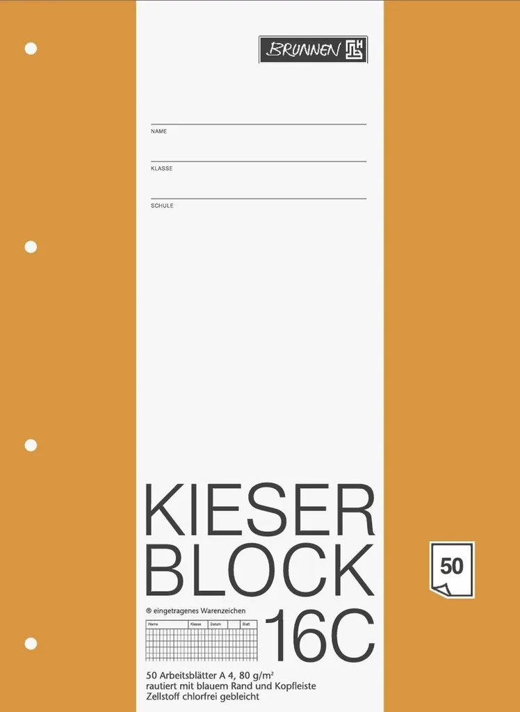 Kieserblock A4 Lin16 Papier 80g Extra Blanc avec Perforation 4 Trous