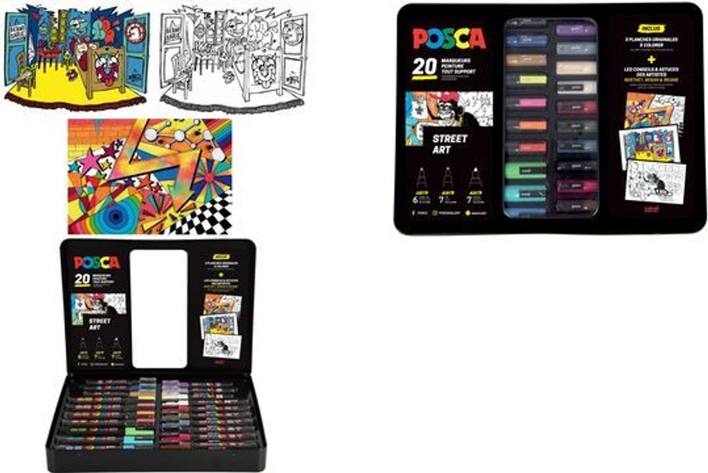 POSCA Pigmentmarker "Street art", 20er Metallbox Produktbild 