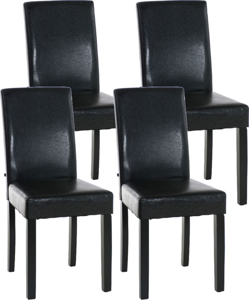 TPFLiving 4er Set Esszimmerstuhl Ines Kunstleder Gestell Holz schwarz braun