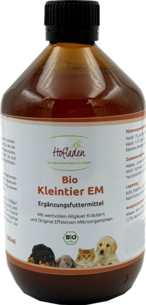 Bio Kleintier EM - Ergänzungsfuttermittel für Kleintiere 500ml Glasflasche