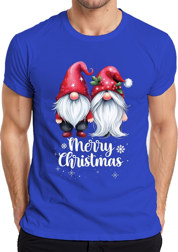 Merry Christmas Gnome Elfen Wichtel Pärchen - Weihnachten Weihnachtsgeschenk Christmas Herren T-Shirt, Blau, XL