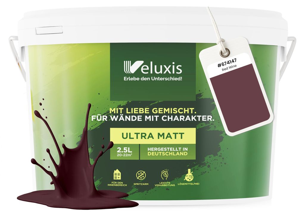 Wandfarbe Rot Braun Bordeaux Matt Innenfarbe – Deckkraft Produktbild 