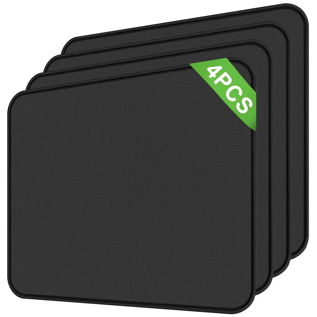 Tapis de souris pour bureau et gaming pack de 4 tapis noirs 260x210mm