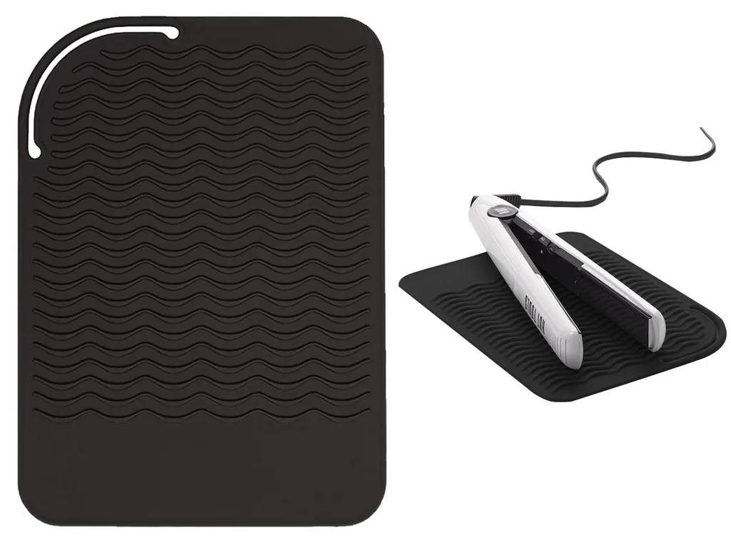 Tapis Silicone Anti-Brûlure pour Fer à Lisser - Noir - Solution Sûre