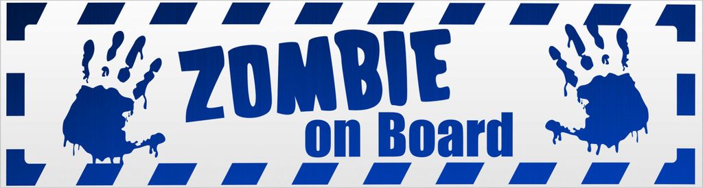 Kiwistar Zombie ob Board gestreift Magnetschild Schild magnetisch - 20cm Blau - reflektierend - Magnetfolie für Auto PKW Kfz