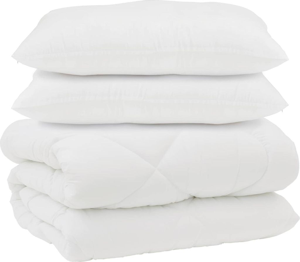 vidaXL Decke mit Kissen 3 pcs Weiß Mikrofaser und Daunenfedern