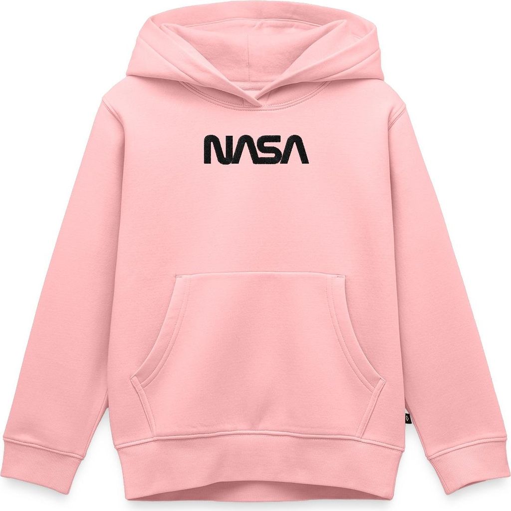 Spreadshirt NASA Logo Schwarz Stick Kinder Premium Hoodie, 158/164 (12 Jahre), Rosa
