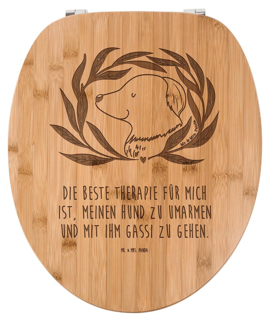 Mr. & Mrs. Panda Toilettendeckel Hund Blumen - Transparent - Geschenk, Holz Klodeckel, Gassi gehen, WC-Brille, Hundemama, Klobrille, WC Brille, Hun...