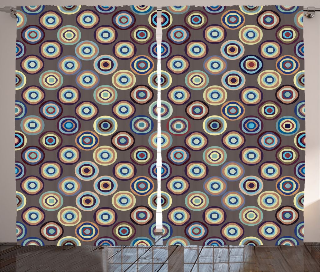 ABAKUHAUS Geometrisch Rustikaler Vorhang, Abstrakte große Punkte, Wohnzimmer Universalband Gardinen mit Schlaufen und Haken, 280 x 225 cm, Mehrfarbig