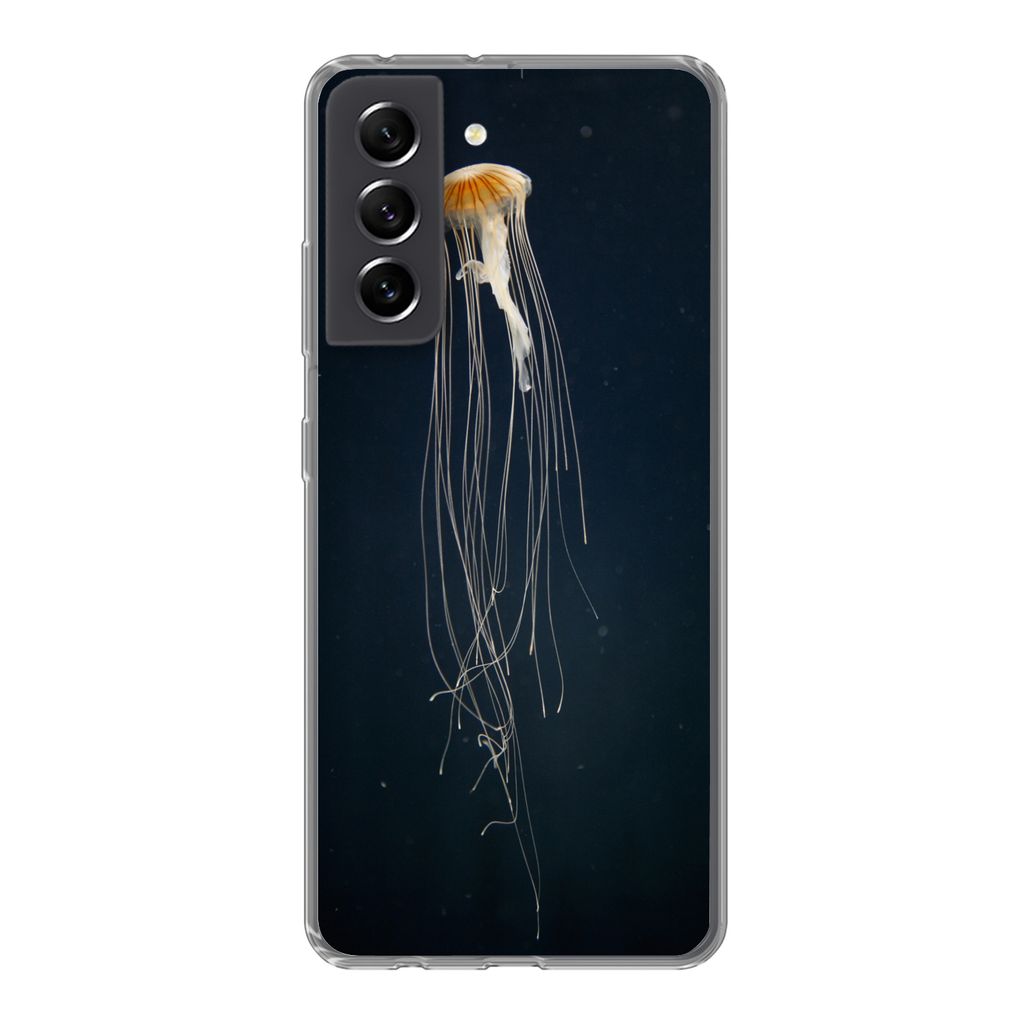 MuchoWow Handyhülle Schutzhülle Hülle für Samsung Galaxy S21 FE Qualle - Meerestier - Tentakel Silikon Softcase Handy Hülle - Mobiltelefonh...