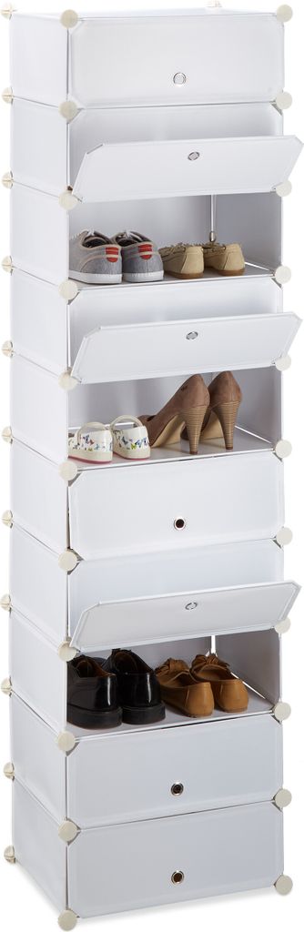 Schuhregal - 10 Etagen - Klickverbindung - platzsparend - 176x49x37 cm - weiß