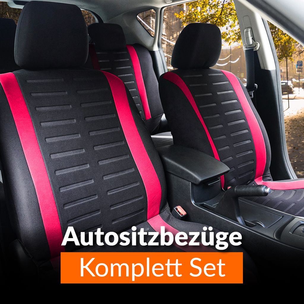 Autositzbezug Schonbezug, Komplett Set, VW Volkswagen Sitzbezüge komplett,  Schwarz, Rot