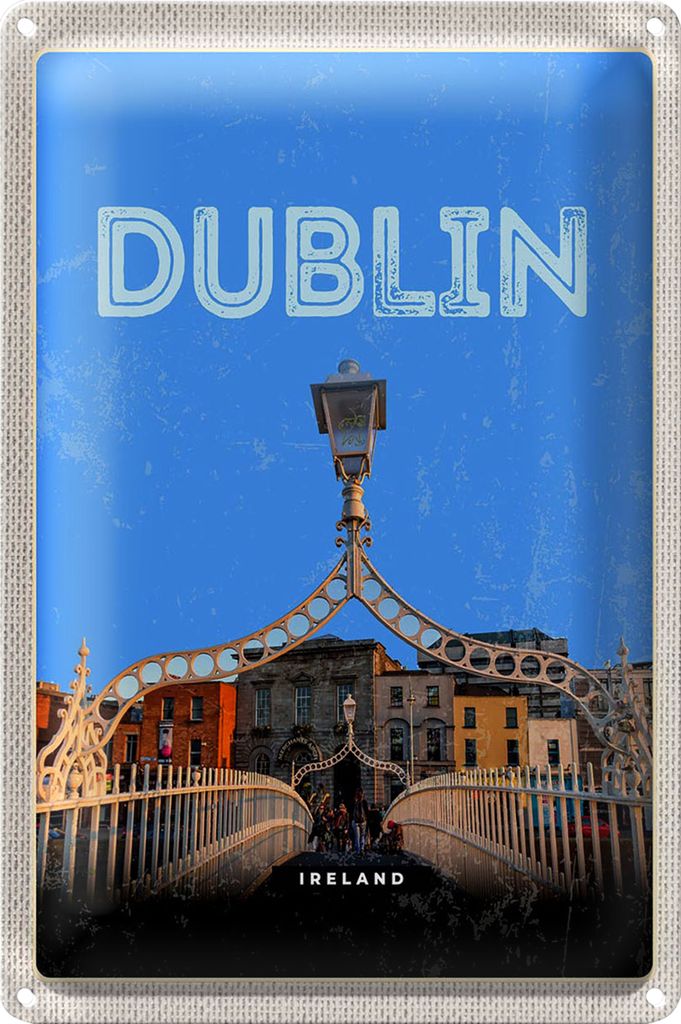 Blechschild Reise 20x30cm Retro Dublin Ireland Reiseziel