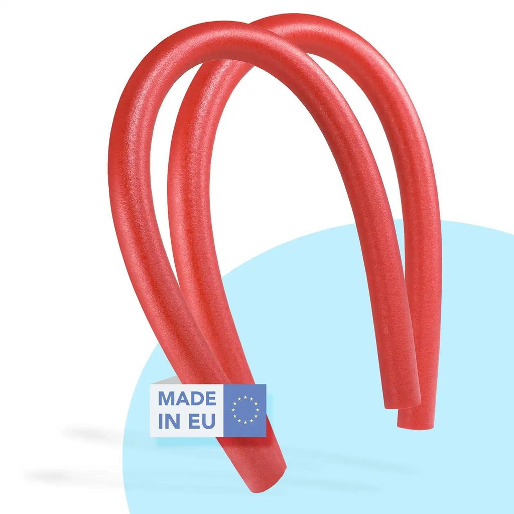 WEKOFUN 2er Set Schwimmnudel 160 cm Poolnudel für Kinder & Erwachsene – Wassernudel für Badespaß & Aqua Fitness, PE-Schaum – Farbe: Rot & Rot