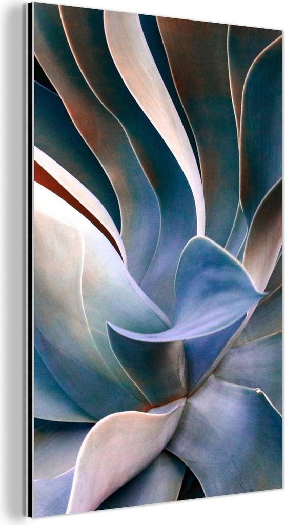 MuchoWow Wanddekoration Metall Metallbild Wandkunst 60x90 cm Blätter - Natur - Stillleben - Blau MuchoWow Aluminium Gemälde - Wandbilder - Aluminium