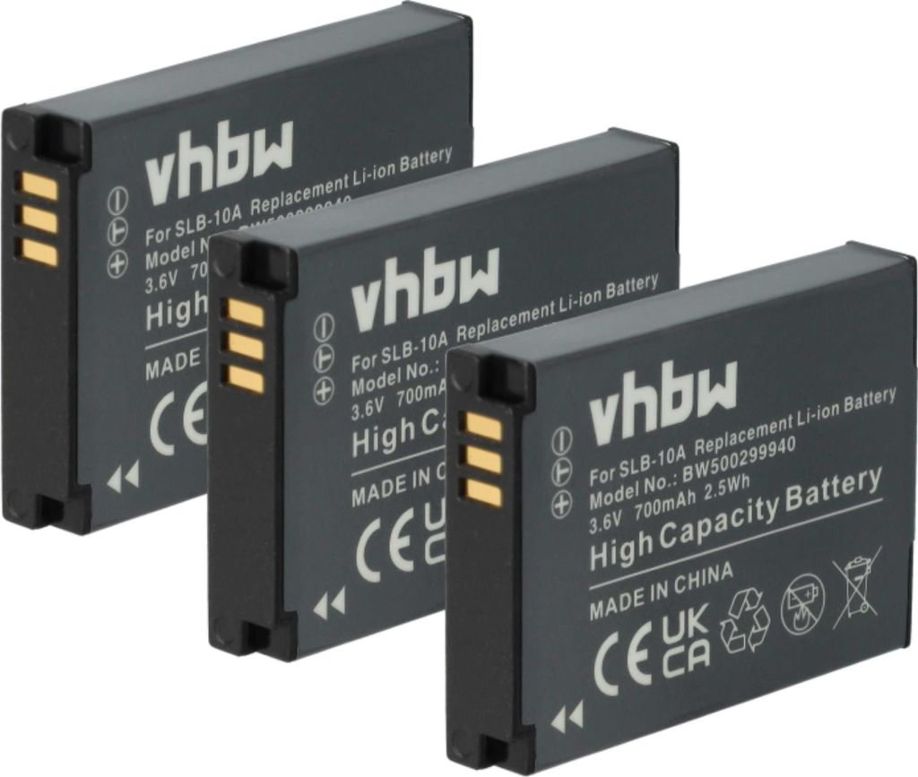 vhbw 3x Akku Ersatz für Soocoo AT-S60 für Kamera (700 mAh, 3,6 V, Li-Ion)