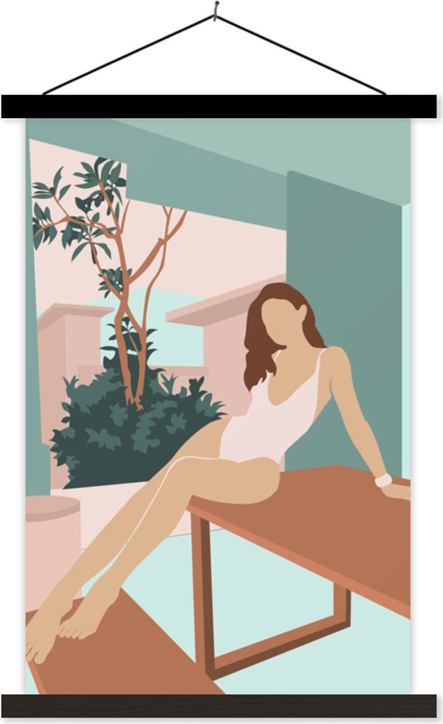 MuchoWow Textilposter Frau - Badeanzug - Sommer 120x180 cm mit schwarzem Rahmen - Fotos