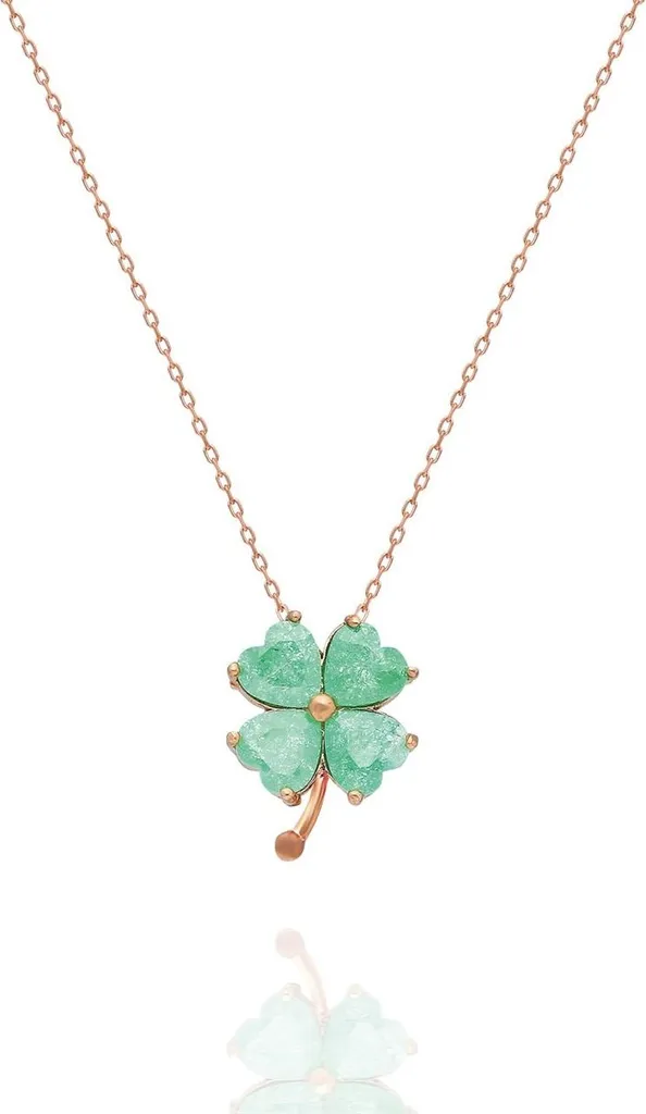 Collier anti-allergie argent 925 trèfle vert durable et or rose chic