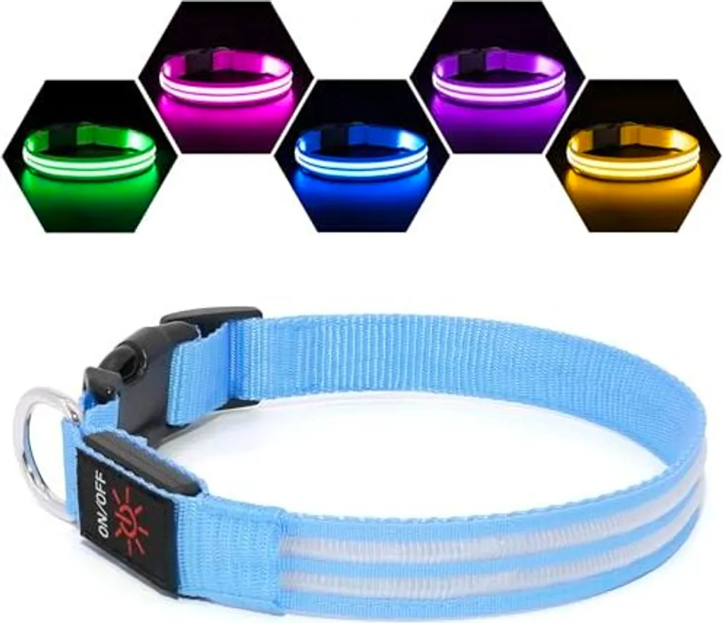 Collare Cane LED Weesiber Blu Taglia M - USB e Resistente Acqua