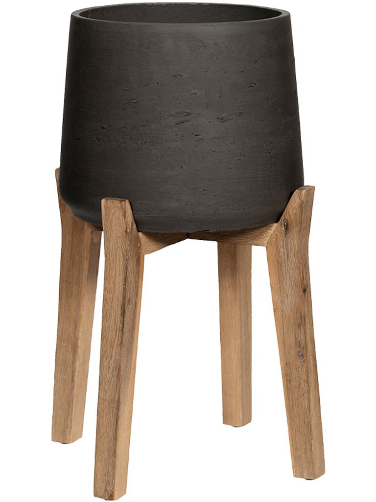 Pottery Pots Blumentopf Füße hoch grau-schwarz D 55 cm H 82,5 cm