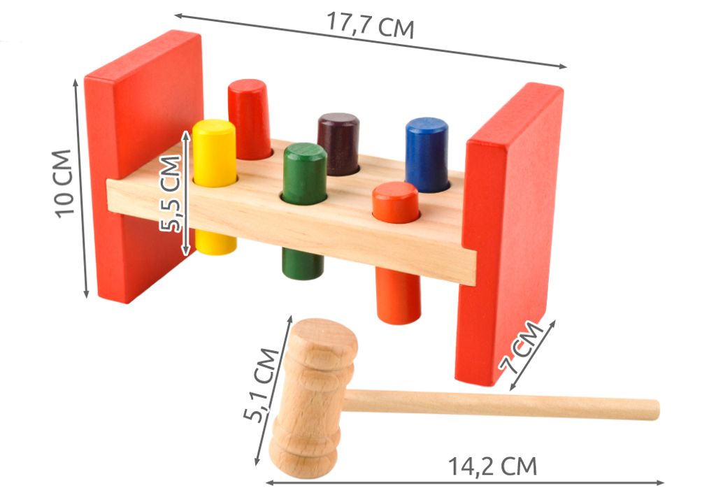 Klopfbank Farbzuordnung aus Holz Klopfen Hammer Klopfspiel Spielzeug für Kinder 