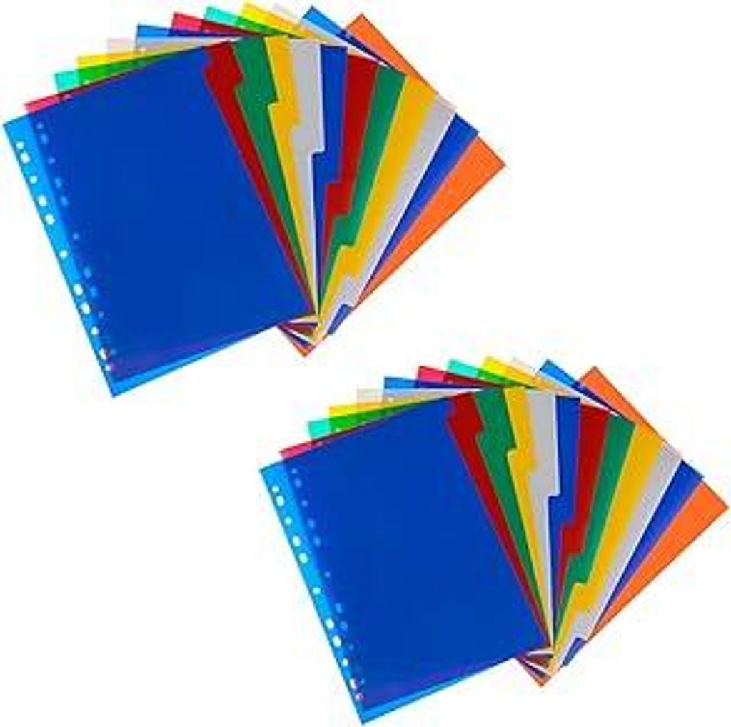 WWYSSZ 24-Teiliges Trennblätter für Ordner A4 Trennregister für Register Dividers for Lever Arch Files aus Buntem Stabilem PP, Trenn-Blätter f...