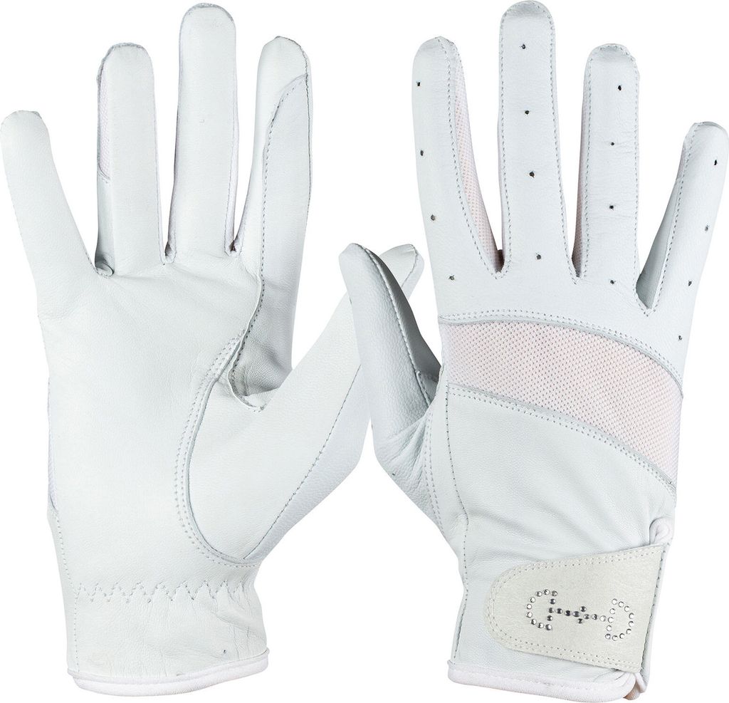 Horze Damen Leder Reithandschuhe, Weiß, 8