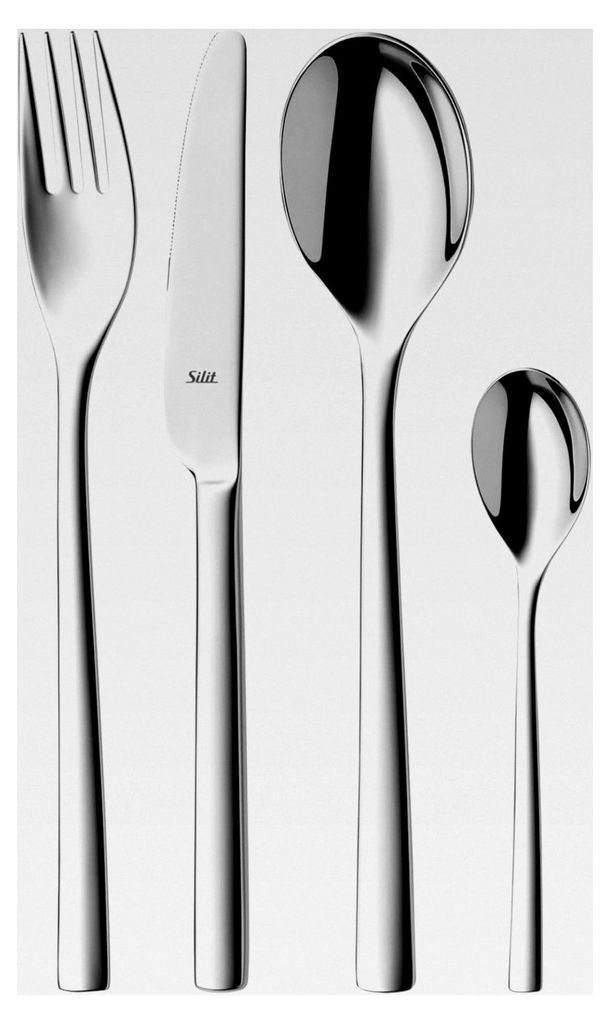 Besteckset für 6 Personen, 24-teilig, Monobloc-Messer, Crominox Edelstahl poliert, rostfrei, kratzfest, langlebig, spülmaschinengeeignet