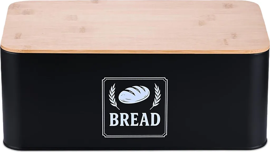 MIAMIO – Contenitore per Pane per Piano di Lavoro in Cucina/Contenitore per Pane in Ceramica con Tagliere, con Coperchio in Bambù, 32 x 20 x 11,5 cm