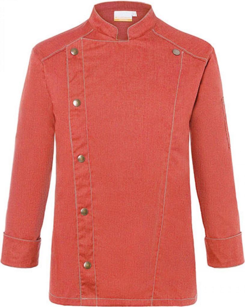 KARLOWSKY Herren Kochjacke JEANSSTYLE Druckknöpfe Modern-Fit Rot 56