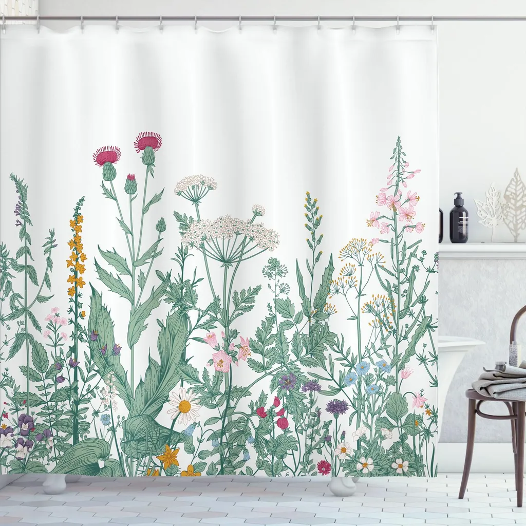 Tenda Doccia Antimuffa ABAKUHAUS 175x200 - Fiori e Colore per la Casa