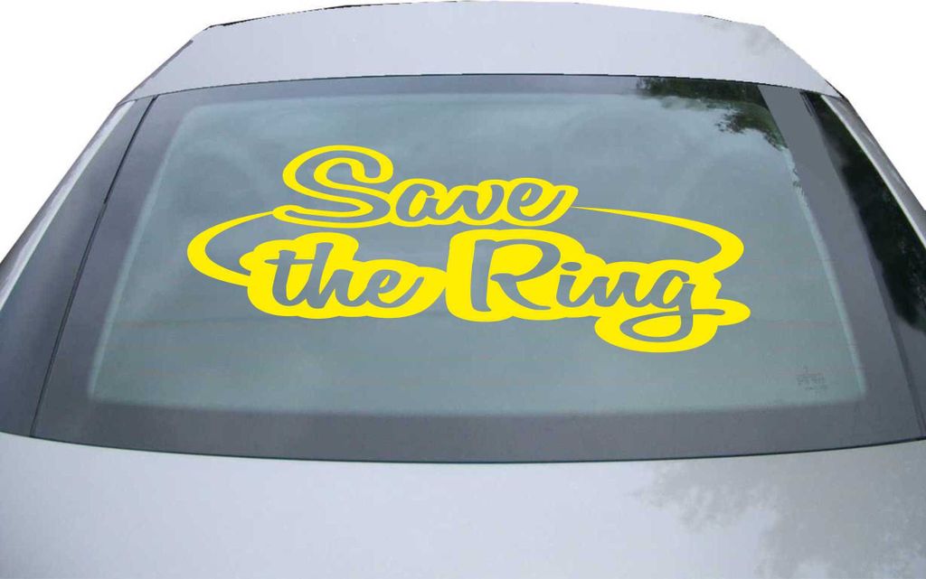 Indigos UG - Aufkleber Heckscheibe & Motorklappe DE6978 - gelb - 600x221 mm - Save The Ring - Auto Scheiben Fenster Heckklappe Tuning Racing JDM - ...