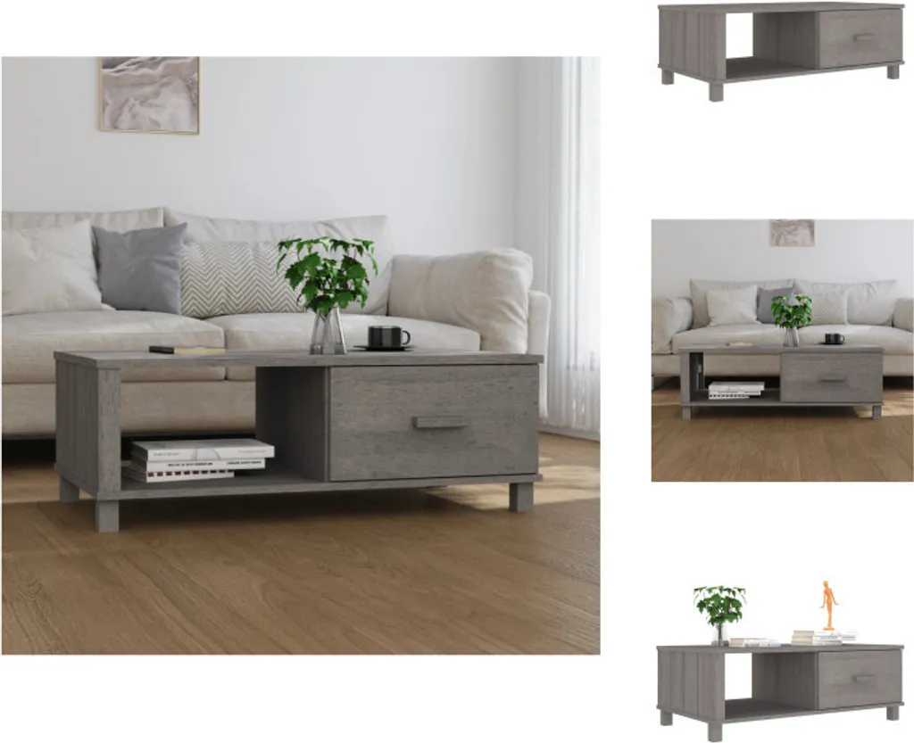 OFFERTA Tavolino vidaXL HAMAR Grigio Legno Massello 100x55x35 cm