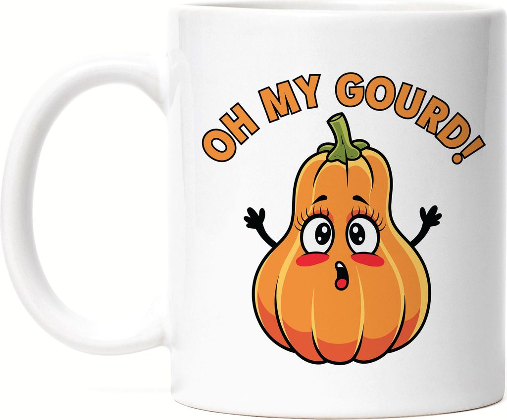 Oh My Gourd Kürbismotiv Tasse Weiß Geschenkidee Herbst Halloween Erntedank