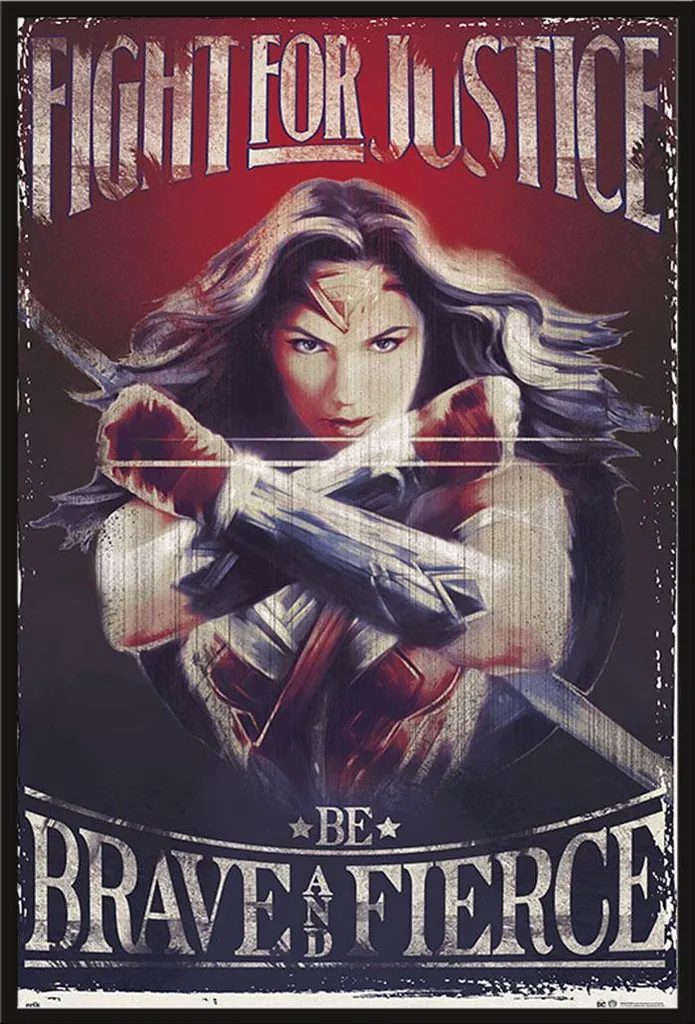 Tableau Wonder Woman Brave and Fierce cadre Shinsuke vitre acrylique