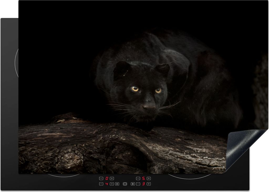 KitchenYeah Herdabdeckplatte Panther - Wald - Augen , 75x52cm, Küche Deko, Glaskeramikkochfeld Herdabdeckung, Abdeckplatte fùr Kochfeld